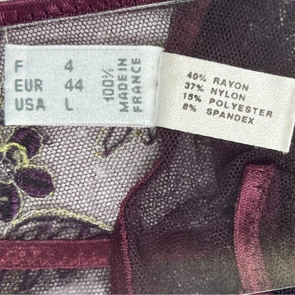 Sheer Purple Embroidered Lingerie Set W/ Underwire Bra & Matching Thong Size 34B - Picture 7 of 8